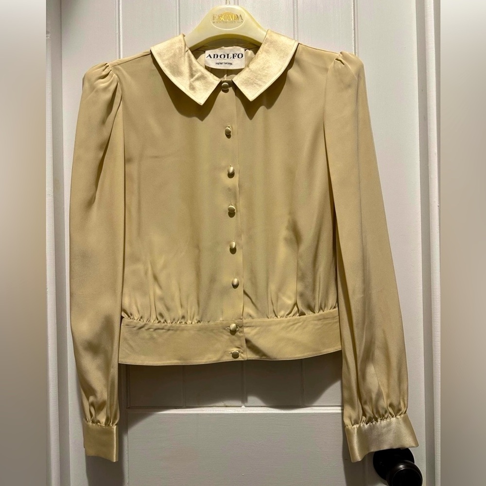 Vintage Adolfo New York Silk Blouse Couture Size Small